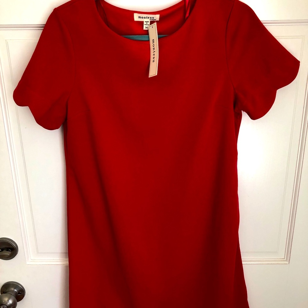 NWT Red Scalloped Sheath Dress M